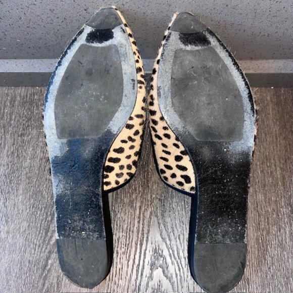 Jenni Kayne Pony Hair Mule Womens 39 /9 US Cheetah Slip On Point Toe Flat - Picture 7 of 10